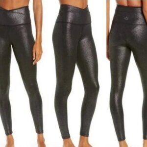 NWT Beyond Yoga High Waisted Black Shimmer Stardust Full Length Leggings Large